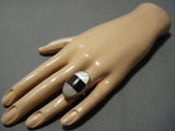 Colossal Vintage Native American Jewelry Navajo Domed Pearl Ironwood Sterling Silver Ring Old Native-Nativo Arts