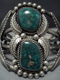 Colossal!! Vintage Native American Jewelry Navajo Green Spiderweb Turquoise Sterling Silver Bracelet-Nativo Arts