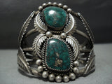 Colossal!! Vintage Native American Jewelry Navajo Green Spiderweb Turquoise Sterling Silver Bracelet-Nativo Arts