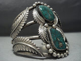 Colossal!! Vintage Native American Jewelry Navajo Green Spiderweb Turquoise Sterling Silver Bracelet-Nativo Arts