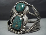 Colossal!! Vintage Native American Jewelry Navajo Green Spiderweb Turquoise Sterling Silver Bracelet-Nativo Arts