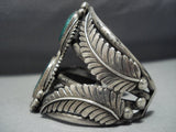 Colossal!! Vintage Native American Jewelry Navajo Green Spiderweb Turquoise Sterling Silver Bracelet-Nativo Arts