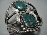 Colossal!! Vintage Native American Jewelry Navajo Green Spiderweb Turquoise Sterling Silver Bracelet-Nativo Arts