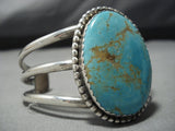 Colossal Vintage Native American Jewelry Navajo Number 8 Turquoise Sterling Silver Bracelet Old Cuff-Nativo Arts