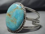Colossal Vintage Native American Jewelry Navajo Number 8 Turquoise Sterling Silver Bracelet Old Cuff-Nativo Arts