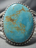 Colossal Vintage Native American Jewelry Navajo Number 8 Turquoise Sterling Silver Bracelet Old Cuff-Nativo Arts
