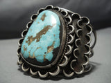 Colossal Vintage Native American Jewelry Navajo Rare Turquoise Sterling Silver Cuff Bracelet-Nativo Arts