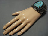 Colossal Vintage Native American Jewelry Navajo Rare Turquoise Sterling Silver Cuff Bracelet-Nativo Arts