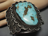 Colossal Vintage Native American Jewelry Navajo Rare Turquoise Sterling Silver Cuff Bracelet-Nativo Arts