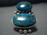 Colossal Vintage Native American Jewelry Navajo Turquoise Sterling Silver Ring Old-Nativo Arts
