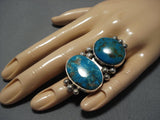Colossal Vintage Native American Jewelry Navajo Turquoise Sterling Silver Ring Old-Nativo Arts