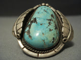 Colossal Vintage Navajo Blue Diamond Turquoise Native American Jewelry Silver Ring-Nativo Arts