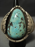 Colossal Vintage Navajo Blue Diamond Turquoise Native American Jewelry Silver Ring-Nativo Arts