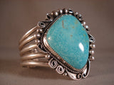 Colossal Vintage Navajo Blue Gem Turquoise Native American Jewelry Silver Bracelet-Nativo Arts