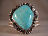 Colossal Vintage Navajo Blue Gem Turquoise Native American Jewelry Silver Bracelet-Nativo Arts
