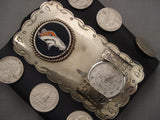Colossal Vintage Navajo Broncos Native American Jewelry Silver Football Ketoh Watch Bracelet-Nativo Arts