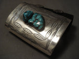 Colossal Vintage Navajo 'Expert Stamp' Spider Turquoise Native American Jewelry Silver Ketoh-Nativo Arts