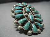 Colossal Vintage Navajo Green Turquoise Sterling Silver Native American Jewelry Ring Old-Nativo Arts