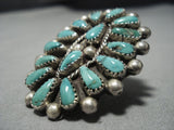 Colossal Vintage Navajo Green Turquoise Sterling Silver Native American Jewelry Ring Old-Nativo Arts