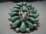 Colossal Vintage Navajo Green Turquoise Sterling Silver Native American Jewelry Ring Old-Nativo Arts