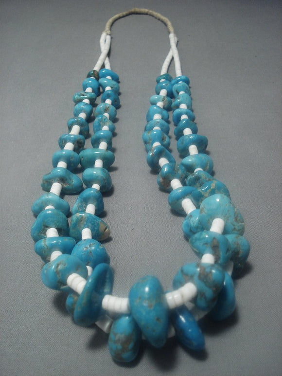Colossal Vintage Navajo Native American Jewelry jewelry Big Turquoise Squaw Tie Necklace-Nativo Arts