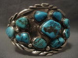 Colossal Vintage Navajo Old Bisbee Turquoise Native American Jewelry Silver 1950's Bracelet-Nativo Arts