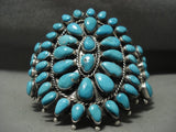 Colossal Vintage Navajo Old Sleeping Beauty Turquoise Native American Jewelry Silver 'Star' Bracelet-Nativo Arts