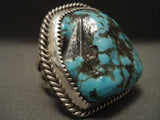 Colossal Vintage Navajo Persin Turquoise Native American Jewelry Silver Ring-Nativo Arts