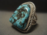 Colossal Vintage Navajo Persin Turquoise Native American Jewelry Silver Ring-Nativo Arts