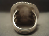 Colossal Vintage Navajo Persin Turquoise Native American Jewelry Silver Ring-Nativo Arts