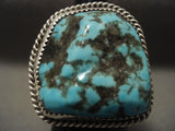 Colossal Vintage Navajo Persin Turquoise Native American Jewelry Silver Ring-Nativo Arts