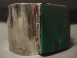 Colossal Vintage Navajo 'Squared Turquoise' Native American Jewelry Silver Bracelet-Nativo Arts