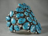 Colossal Vintage Navajo 'Turquoise Chunk' Native American Jewelry Silver Bracelet-Nativo Arts