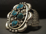 Colossal Vintage Navajo Turquoise Native American Jewelry Silver Bracelet-Nativo Arts