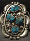 Colossal Vintage Navajo Turquoise Native American Jewelry Silver Bracelet-Nativo Arts