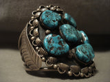 Colossal Vintage Navajo Turquoise Native American Jewelry Silver Bracelet Old-Nativo Arts