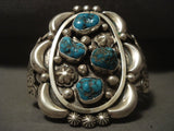 Colossal Vintage Navajo Turquoise Native American Jewelry Silver Bracelet-Nativo Arts
