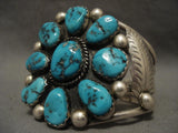 Colossal Vintage Navajo Turquoise Satellite Native American Jewelry Silver Bracelet-Nativo Arts