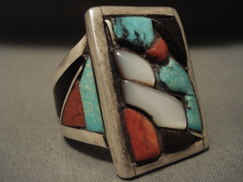 Colossal Vintage Navajo Turquoise Wood Native American Jewelry Silver ...