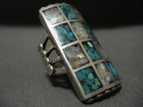 Colossal Vintage Zuni/ Navajo Turquoise Pearl Native American Jewelry Silver Ring Old-Nativo Arts