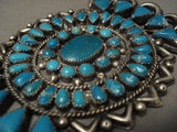 Colossal Xxl Vintage Navajo Very Old Turquoise Native American Jewelry Silver Pin Old-Nativo Arts