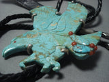 Completely Hand Carved Eagle Vintage Navajo Sterling Native American Jewelry Silver Bolo Tie-Nativo Arts