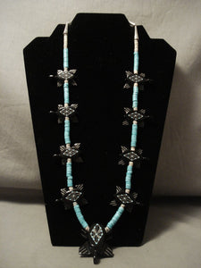 Completely Hand Carved Zuni Turtle Turquoise Necklace-Nativo Arts