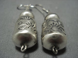 Completely Handmade Native American Jewelry Navajo Sterling Tubes Of Sterling Silver Earrings-Nativo Arts