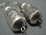 Completely Handmade Native American Jewelry Navajo Sterling Tubes Of Sterling Silver Earrings-Nativo Arts