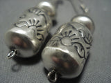 Completely Handmade Native American Jewelry Navajo Sterling Tubes Of Sterling Silver Earrings-Nativo Arts