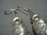 Completely Handmade Native American Jewelry Navajo Sterling Tubes Of Sterling Silver Earrings-Nativo Arts