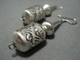 Completely Handmade Native American Jewelry Navajo Sterling Tubes Of Sterling Silver Earrings-Nativo Arts
