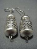 Completely Handmade Native American Jewelry Navajo Sterling Tubes Of Sterling Silver Earrings-Nativo Arts