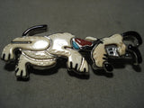 Completely Handmade Zuni Turquoise Coral Native American Jewelry Silver Dog Pin Pendant-Nativo Arts